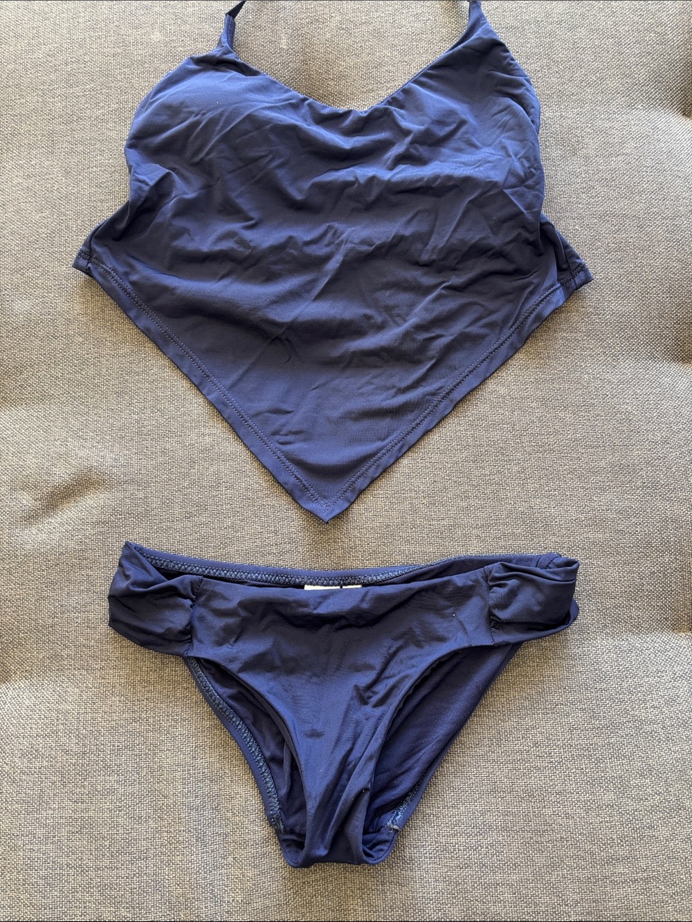 Trina Turk Navy Blue Handkerchief Tankini Top & Bikini Bottoms